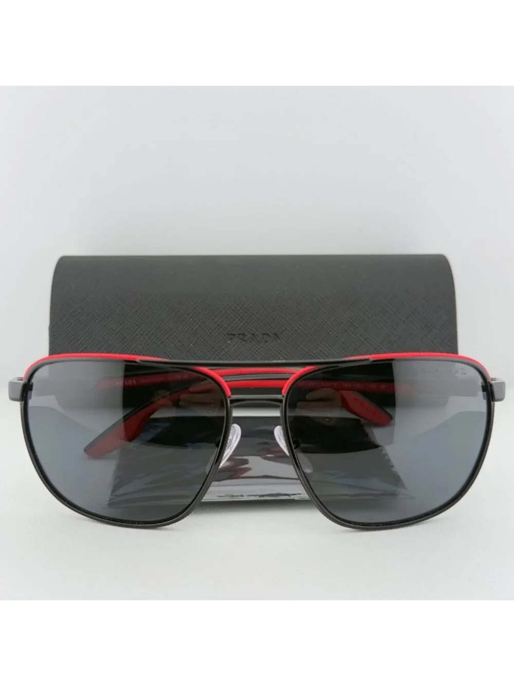 Prada SPS50YS 19G 02G Sunglasses Black Red Aviator 62 16 145 3P READ
